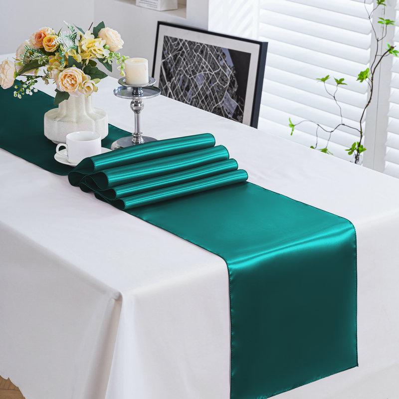 High-Density Satin Table Runner for Weddings & Banquets - Solid Color Polyester Table Decoration