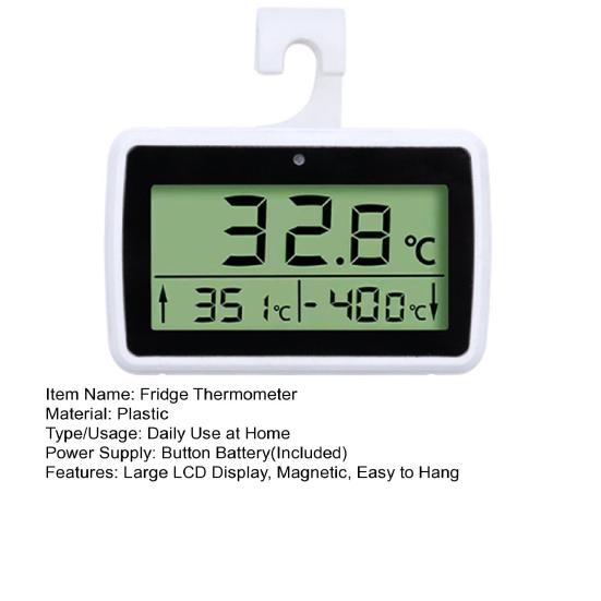 Digitales Kühlschrankthermometer LCD-Anzeige Hohe Präzision Wasserdicht Magnetisch Hängend Kühlschrank Gefrierschrank Elektronischer Temperaturmonitor Messgerät
