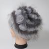 Winter Hand Knitted Real Rex Rabbit Fur Hat Women Warm Quality Rex Rabbit Fur Hats With Fox Fur Lady Natural Soft Real Fur Caps