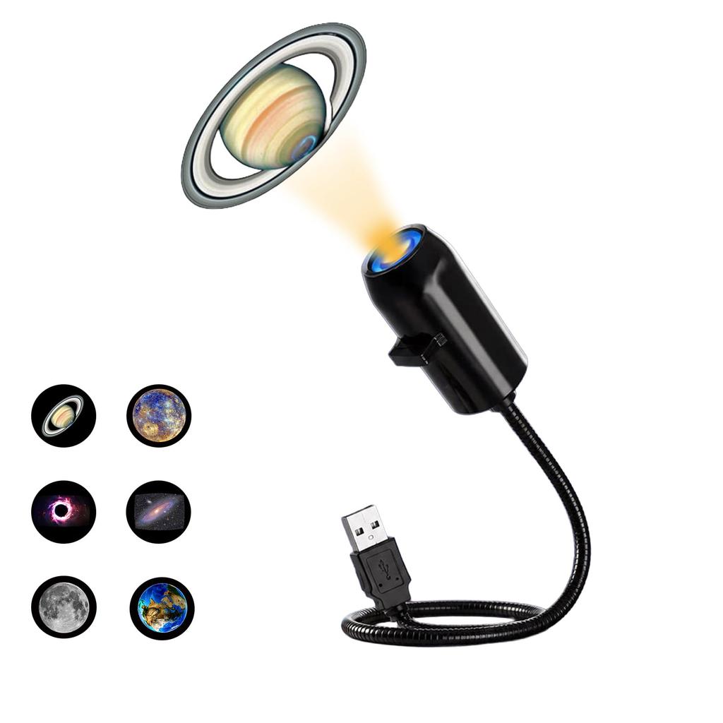 IWASHI Starry Sky Projection Light Planetarium Light USB Powered 6 Interchangeable Space Images 360 Degree Angle Adjustment