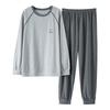 Men's Spring/Autumn Modal Pajama Set: Round Neck Pullover with Long-Sleeve Top and Trousers, Suitable for Outdoor Wear and Sports Style.