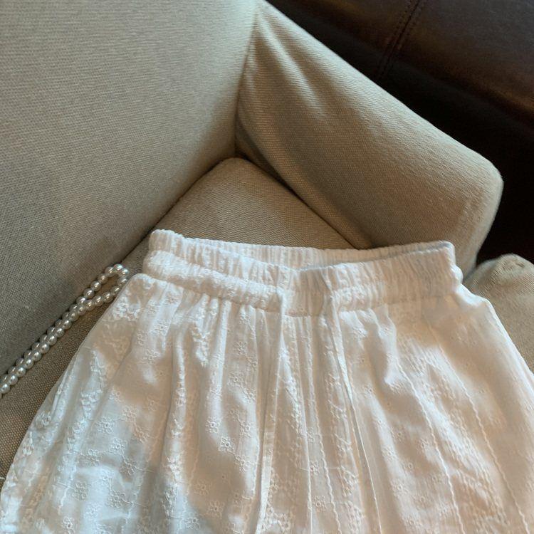Women's French Lace Wide-Leg Pants: Spring/Summer Loose Fit, Casual & Stylish A-Line Layered Shorts