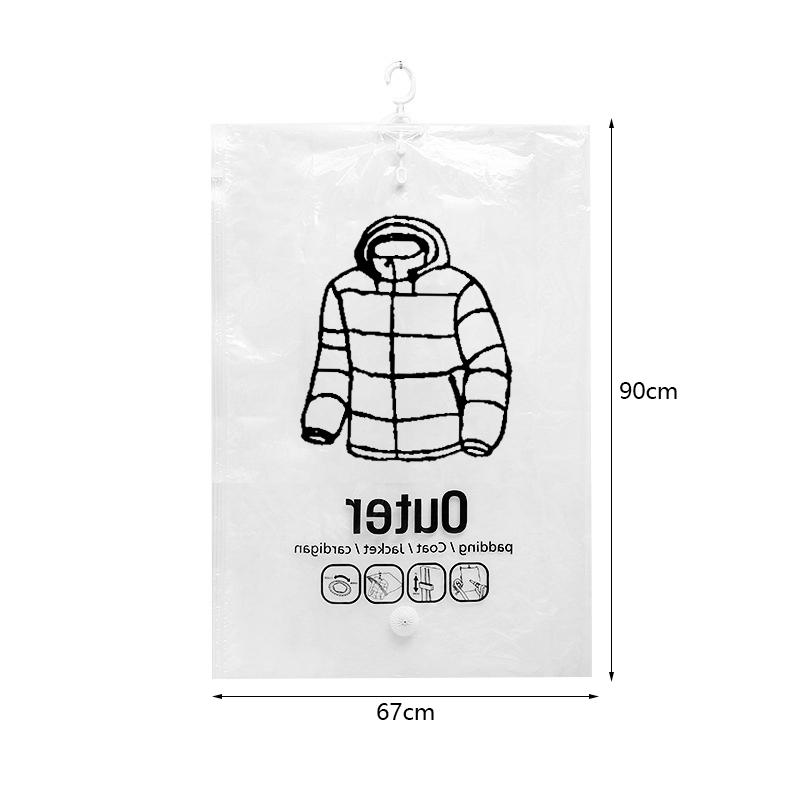 1pc Closet Hanging Organizer Vacuum Bag For Clothes Storage Bag With Hanger Space Saving Clear Seal Bags Wardrobe Compressed Bag