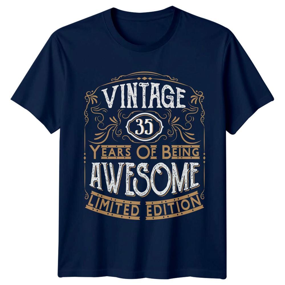 Vintage 35 Years Of Being Awesome Unisexs T Shirt 35th Birthday Gift