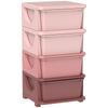 Children's Toy Organizer, 4 Drawers, 4 Tiers, Plastic Boxes, 37 x 37 x 76 cm, Pink