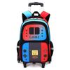 2025 Upgraded Kids Rolling Backpack with Game Console School Bag for Students Lightweight Blue