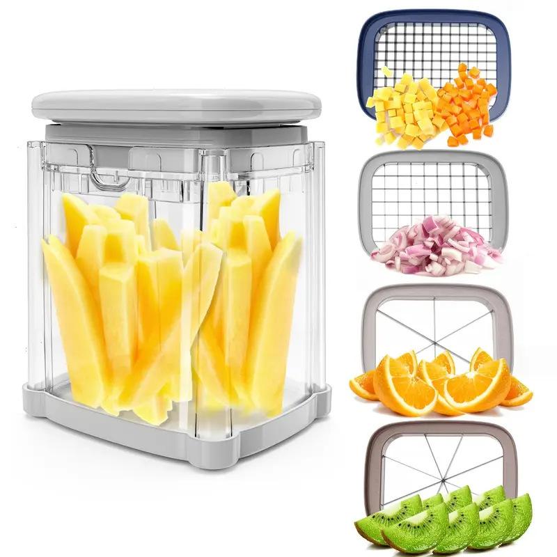 Manual French Fry Machine with Replaceable Blades, Multifunctional for Dicing Cutting Potatoes, Cucumbers Onions