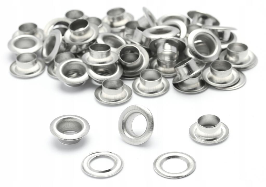 Oczka kaletnicze 8 mm srebrne zestaw 100 kompletów