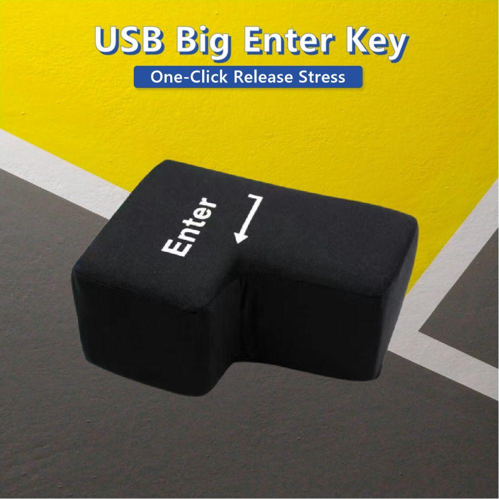

Soft Cushion Big Enter Key Desktop Pillow Computer Enter Key USB Vent Button Office Supplies рожевий