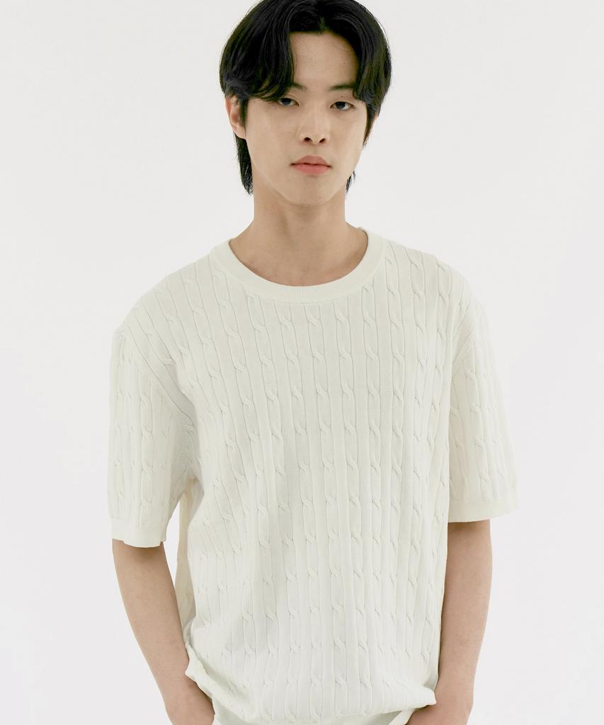 210EDIT Unisex Cable Round Neck Cool Knit [Cream]_Zf2Sw070