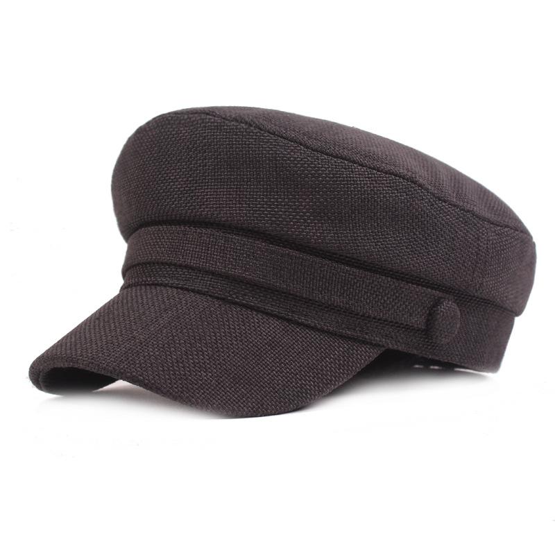 Cotton and Linen Navy Hat, Women's Simple Flat Top Hat, Literary Blue and Retro Military Hat, Season Hat, Men's Hat