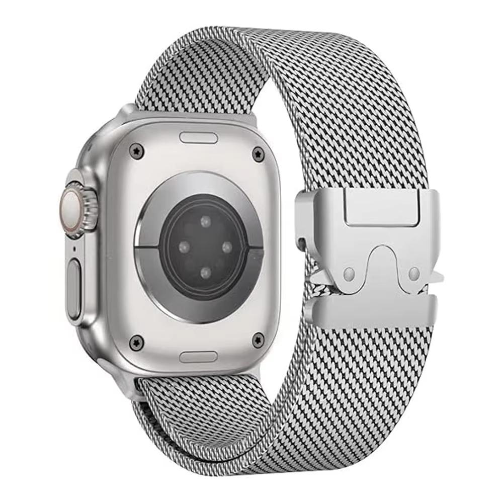 

Миланские ремешки Для ремешков Apple Watch 49мм 46мм 44мм 45мм 40мм 41 42мм Парашютный браслет iWatch Серии 11 10 9 8 7 SE ultra 2 3 38 40 41mm S10-42mm серебряный