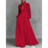 Abito Pieghettato a Vita Alta Sottile a Maniche Lunghe Stile Europeo e Americano Francese Temperamento Elegante Retro Casual Stile Vacanza