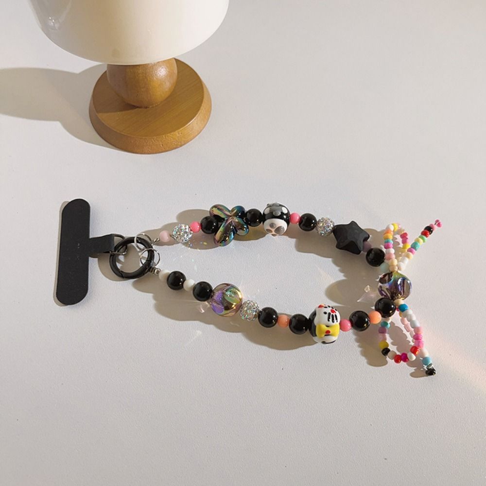 Candy Color Bead Phone Pendant Cute Phone Wrist Strap Lovely Beaded Phone Chain  Decoration