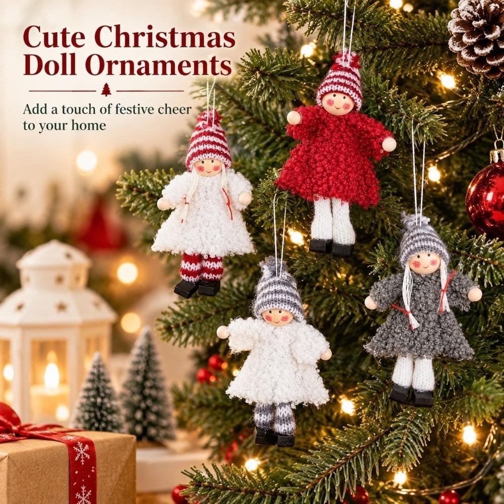 Skiing Doll Christmas Decor Wood Tree Hanging Decor Creative Christmas Ornament Gift