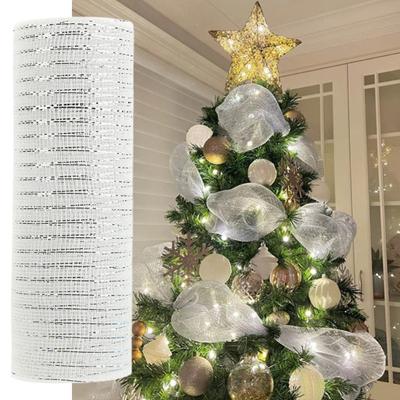 1 Rolka 10 Jardów Świąteczna Wstążka z Cekinową Powierzchnią Girlanda na Choinkę DIY Wstążka Siatkowa Taśma Dekoracja Domu do Wewnątrz