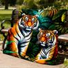 1pc Tiger Print Throw Blanket Polyester Fiber, Lightweight Flannel, Soft & Warm, All Season Use for Outdoor, Camping Digital Print