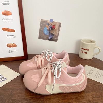 Pink Dexun Board Shoes Female Ugly Cute Spring New Chic Niche Puff Bread Shoes Forrest Gump Ballet Little White Shoes