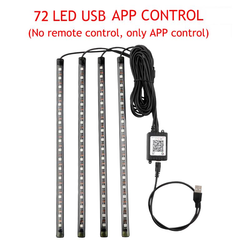 LED Car Foot Light Ambient Lamp With USB Wireless Remote Music Control Multiple Modes Automotive Interior Decorative Lights