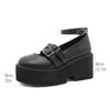 Gdgydh Womens Pumps School Cosplay Shoes Ankle Strap Chunky Heels Platform Creepers Shoes Fashion Buckle Comfortable Mary Janes