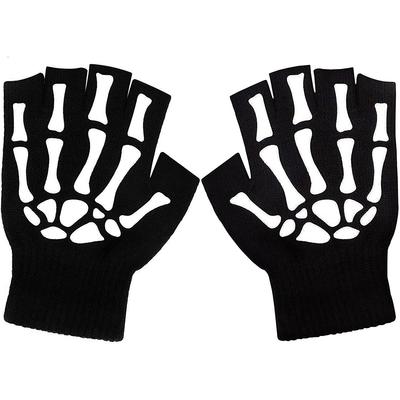 Mănuși de Ciclism de Exterior pentru Halloween Mănuși de Iarnă Unisex Fără Degete Protecții Elastice Luminoase Încălzitoare pentru Ciclism
