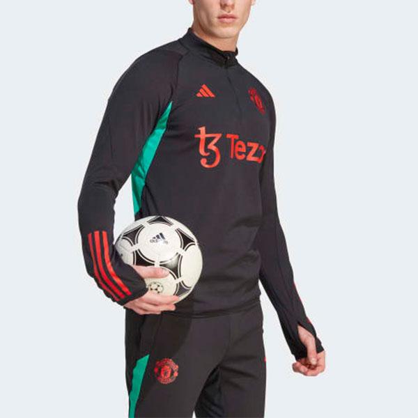 adidas Manchester United Tiro 23 Letter Logo Print Stand Collar Pullover Sweatshirt Men Sweatshirt Black IA7293
