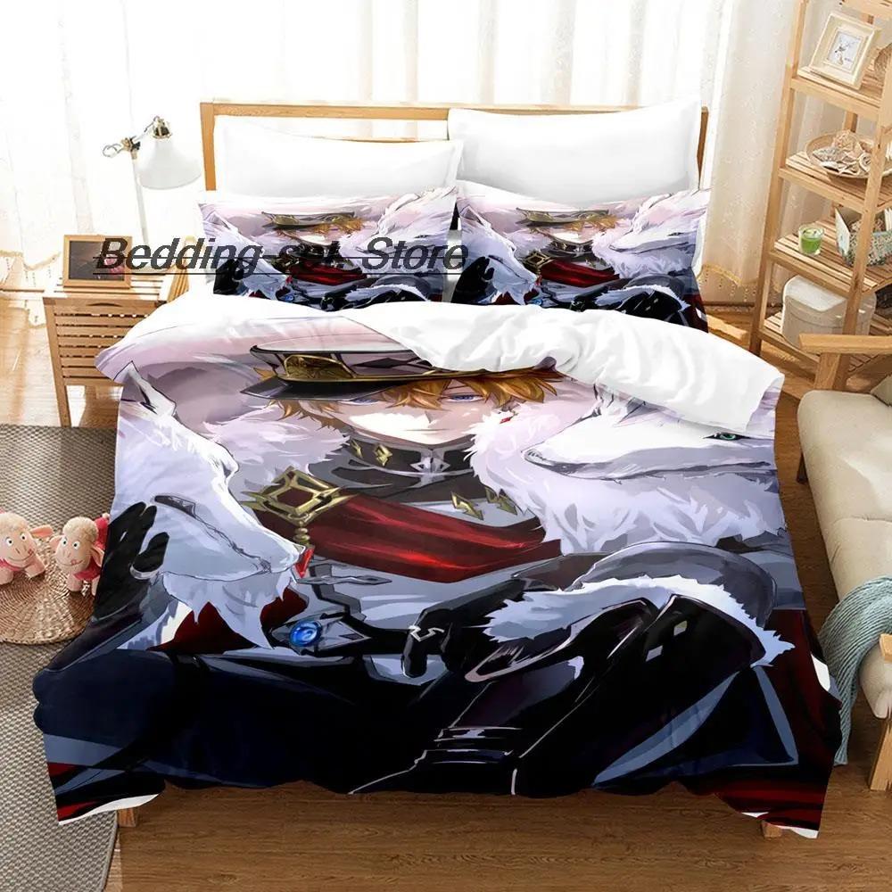 Kawaii Genshin Impact Tartaglia Bedding Set Single Twin Full Queen King Size Cartoon Duvet Cover for Adult Kid Bedroom