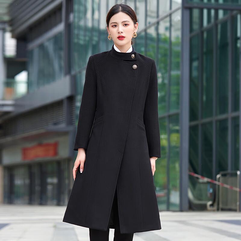 TLLOMAN Damen Professioneller Mittellanger Winter Wollmischung Mantel