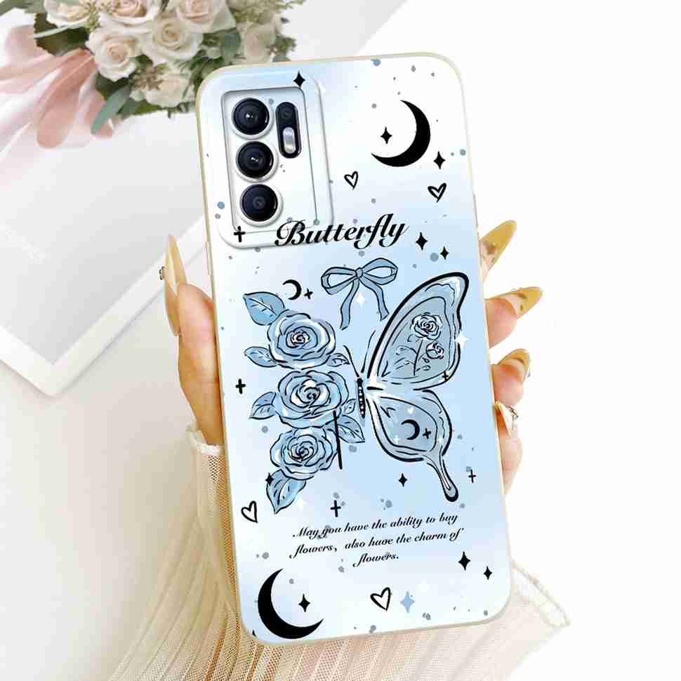 For Oppo Reno6 4G Case Fashion Cartoon Print Soft Silicone Cover For Oppo Reno6 4G CPH2235 Phone Cases Bumper
