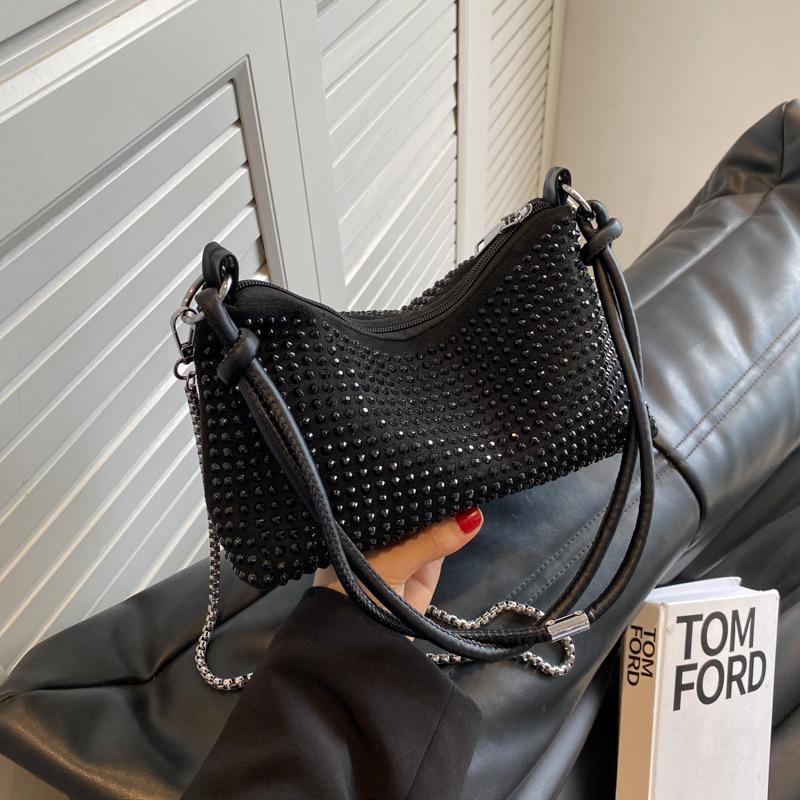 

2023 Модная женская универсальная сумка кроссбоди через плечо с текстурой из страз