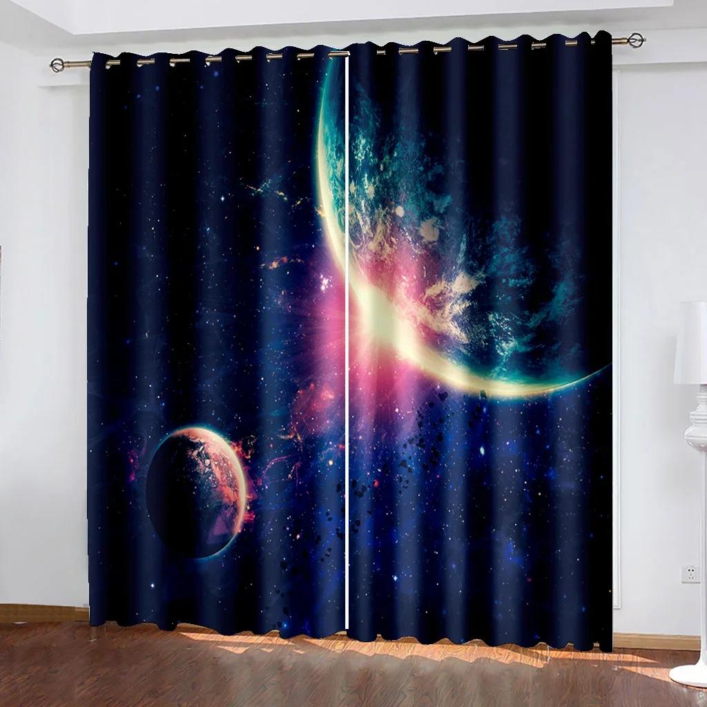 Weltraum Astronauten Vorhänge für Kinderzimmer Wohnzimmer Vorhänge für Wohnzimmer 2 Stück Kostenloser Versand