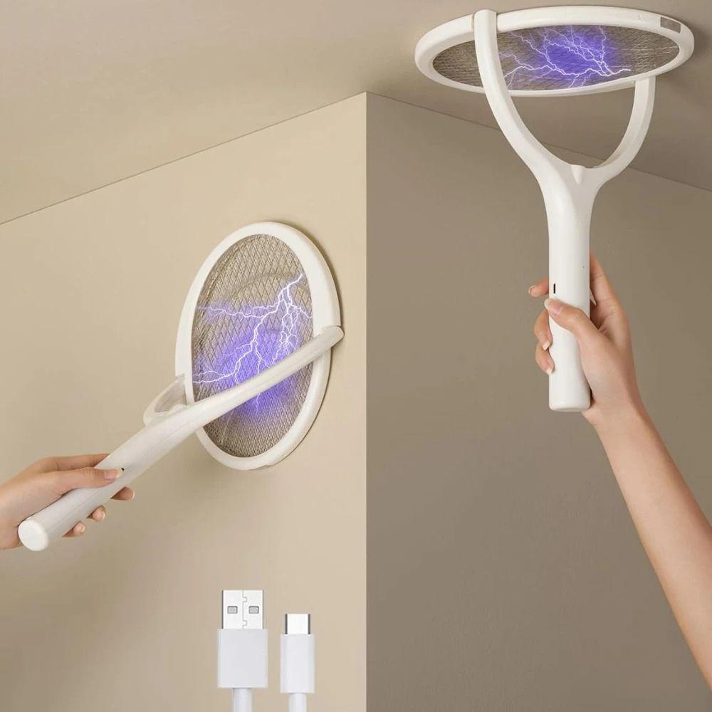 

Перезаряджувальна електрична мухобійка-ракетка з обертовою головкою, пастка для плодових мушок, нова мухобійка від комарів, для приміщень Short Type