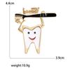 Enamel Teeth Pin for Women Unisex Rhinestone Cartoon Tooth Brooch Event Party Backpack Decoration Clothes Accessories