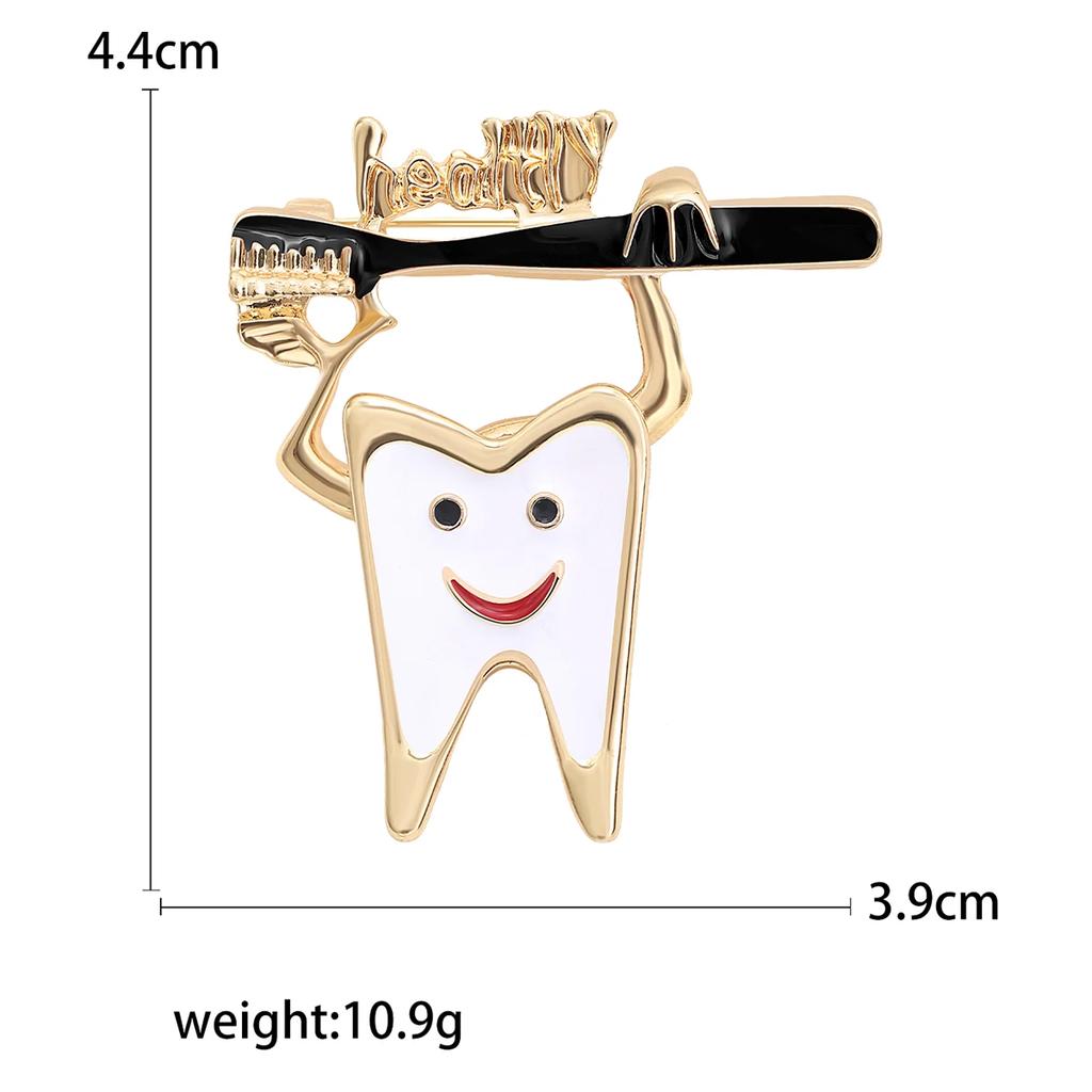 Enamel Teeth Pin for Women Unisex Rhinestone Cartoon Tooth Brooch Event Party Backpack Decoration Clothes Accessories