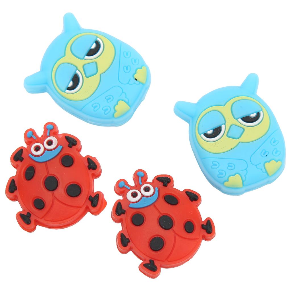 4 PCS Tennis Racket Vibration Dampener Cartoon Animal Shape Tennis Shock Absorber Red Ladybird