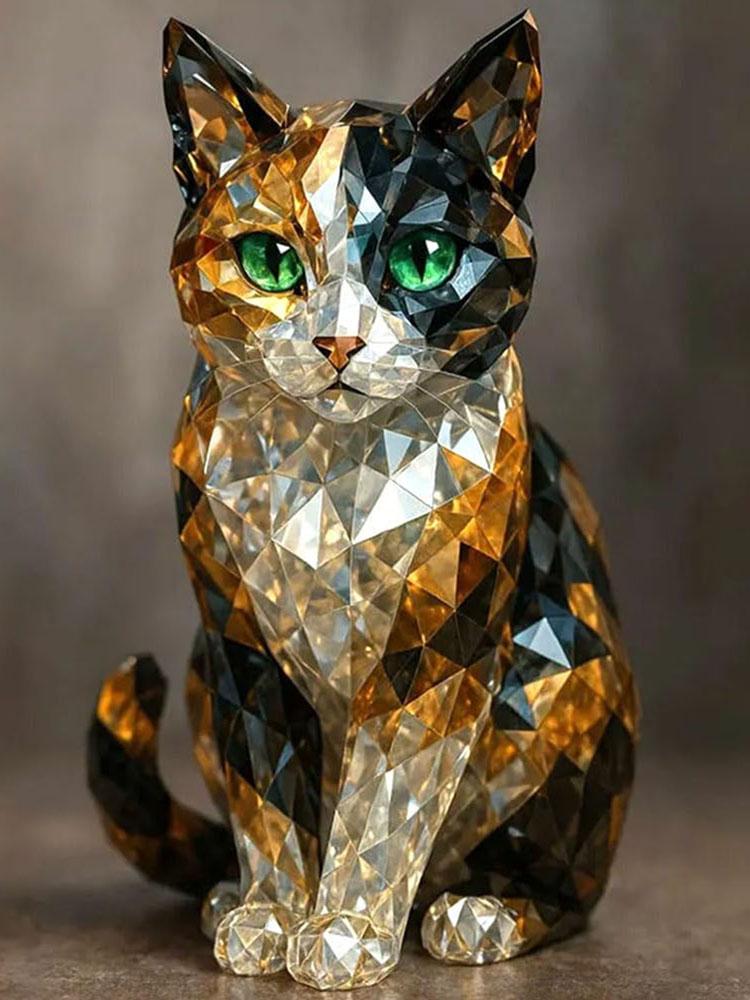 Creative Fake Crystal Animal Sculptures Cat/Dog Figurines Resin Animal Artwork Sculpture Home Office Desktop Decoration Ornament