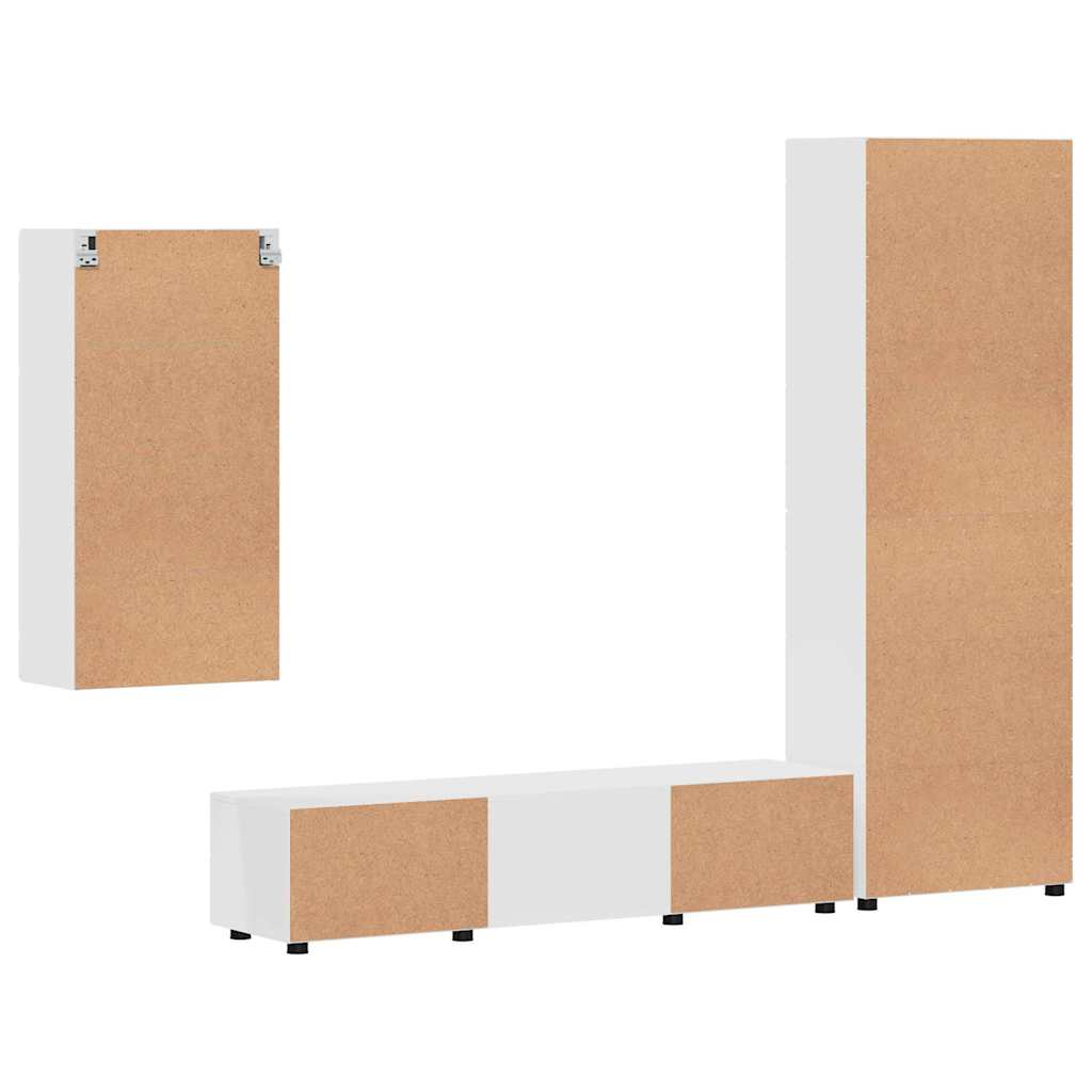 FLORIN 3 Piece TV Cabinet Set with Drawers White Particleboard