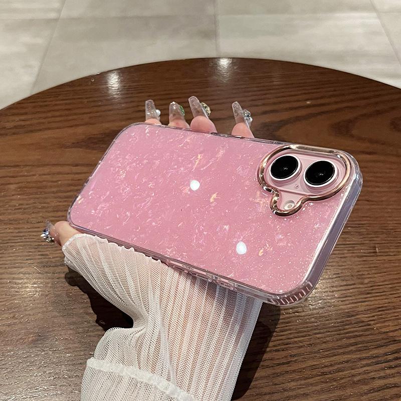 Luxury Glitter Shell Pattern Laser Phone Case For iPhone 12 13 14 15 16 Pro Max Plus Plating Soft IMD Shockproof Cover