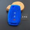 ZAD Silicone Flip Car Key Case Cover Protector Holder For Ssangyong 2015 2016 Tivoli Rexton Korando C 3 Button FOB Key