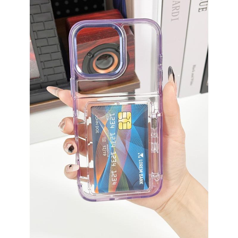 For IPhone 16 ProMa Card Case Phone Case for Apple 16 Pro Transparent Card Insertion Anti Drop Protective Cover Ins Wind