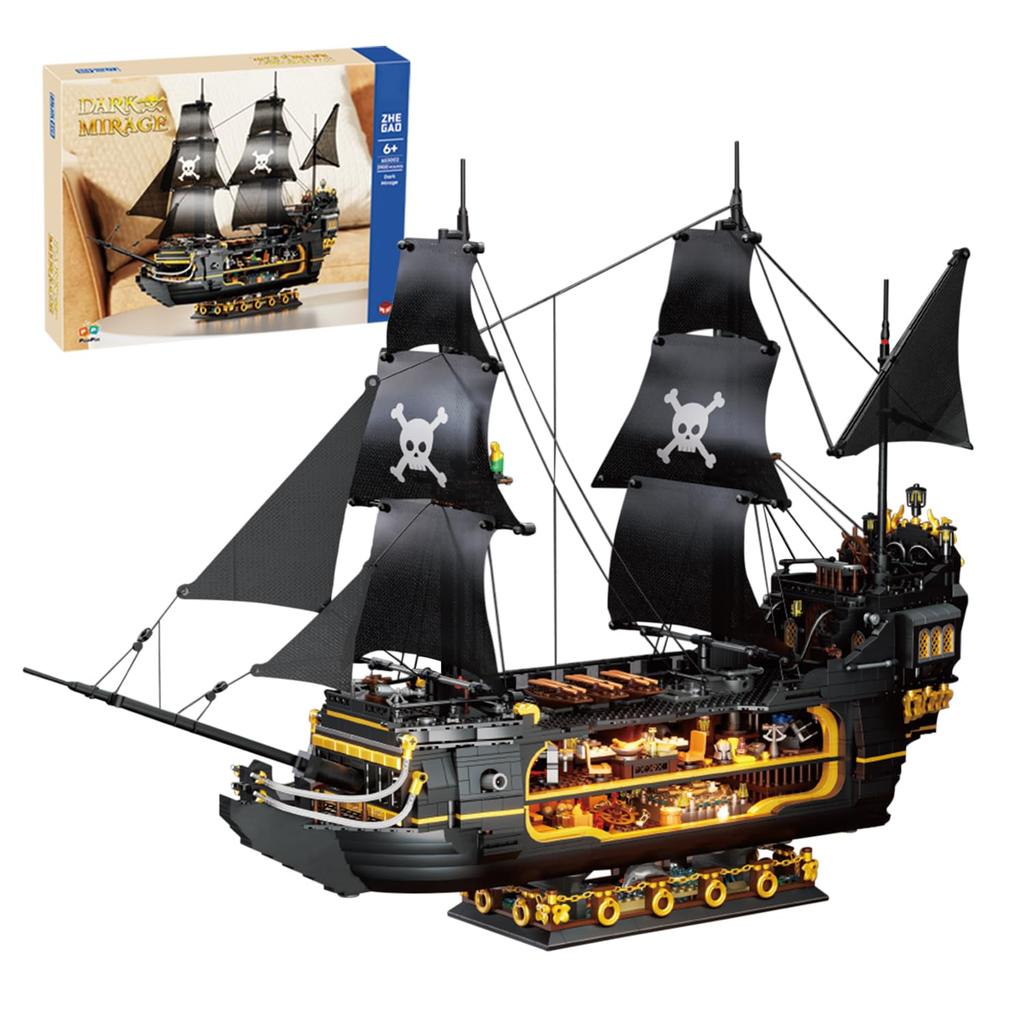 2900PCS Dark Phantom Pirate Ship Building Blocks Classic Ghost Ship Model Bricks Set With Figures Kids DIY Educational Toy Gifts