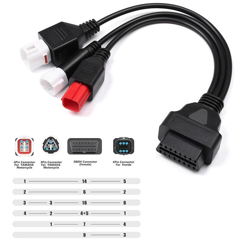 

Yamaha/Honda Motorcycle Adapter: 3, 4, 6-Pin to OBD 16-Pin Cable