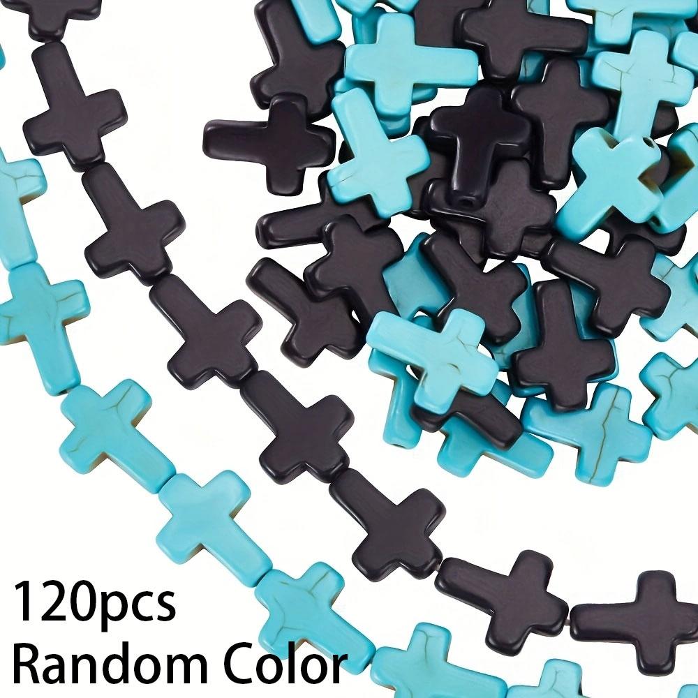 30/60/120ks Křížové korálky z kamenného materiálu, Černé Modré Náhodná barva Křížové kamenné korálky Náhrdelník Náramek Proces výroby šperků