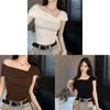Plain Flat Knit Summer Womens Off Shoulder Top With Embroidery For Casual Wear