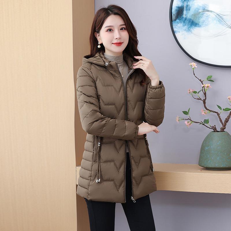 Down Cotton-padded Clothes Women's Medium and Long Winter Fashion Cotton-padded Clothes Slim and Thin Thickened Large-size Cotton-padded Jacket