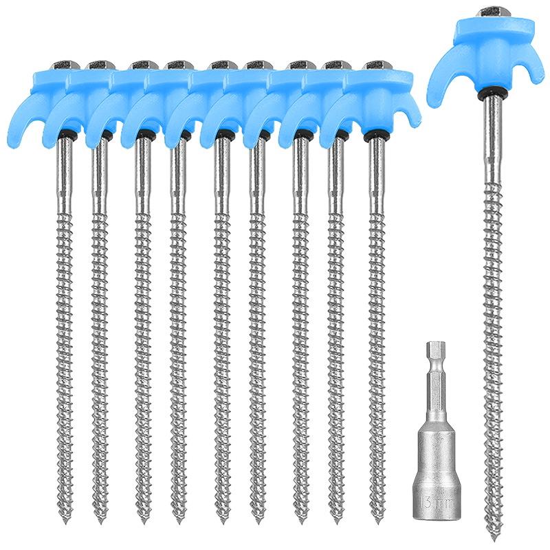 New Heavy Duty Spiral Screws With Hex Socket Stakes Ground Anchors Camping Stakes Tent Ground Nail Screw For Camping Tent Pegs