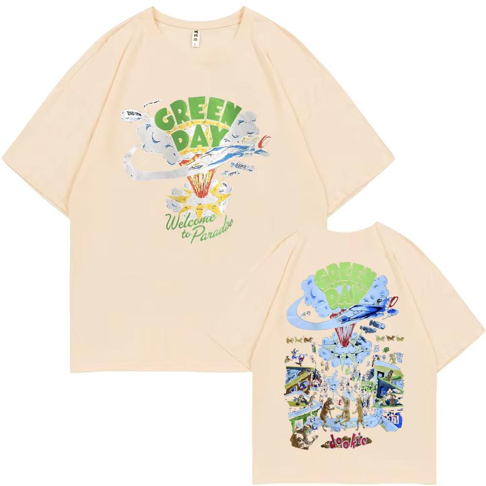 Punk Band Green Day Dookie Tshirt Mens Women Classic Gothic Vintage Rock T Shirts Male Hip Hop Oversized Tshirt 90s Streetwear S