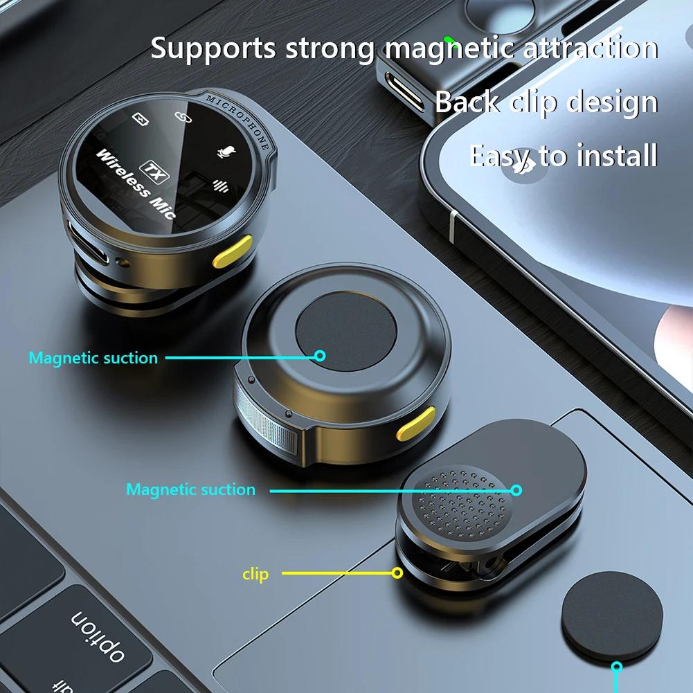 Wireless Lavalier Lapel Microphone for iPhone Type-C Vlog Mic Live Streaming Voice Recording Interview with Magnetic Clip