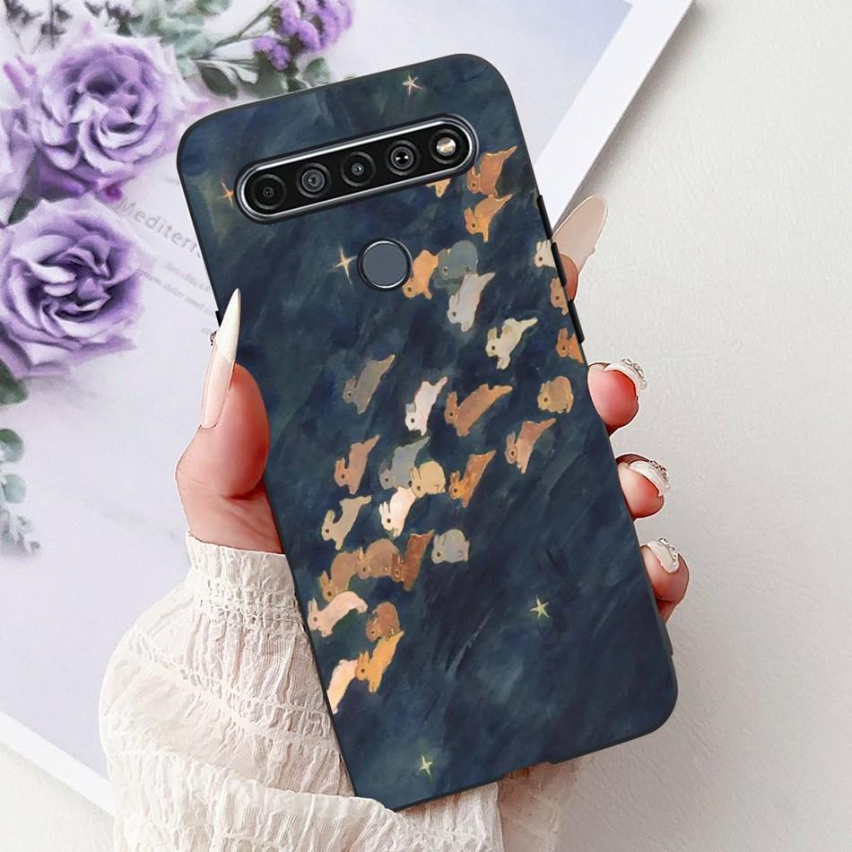 For LG K41S K51S 2020 Elegant Floral Cat Printed Phone Case For LG K41S K51S LM-K410 LM-K510 Black Silicone Soft Cases