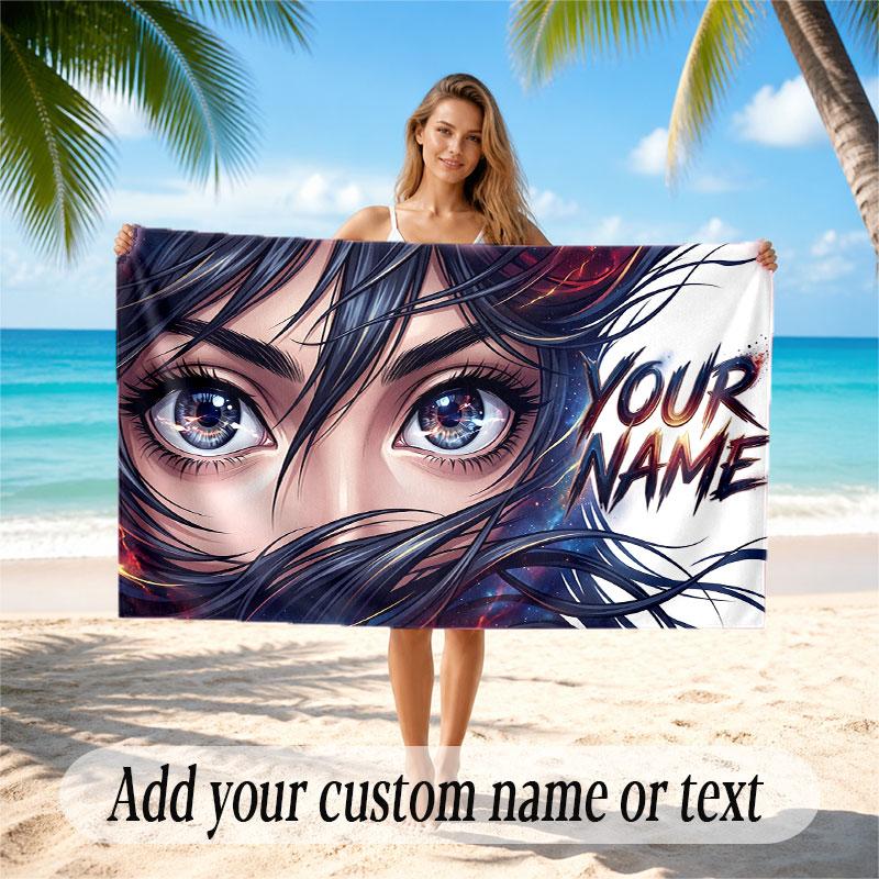 Fantasy Magic Theme Soft Beach Towel Personalized Custom Name Text Towel Portable for Beach Pool Travel